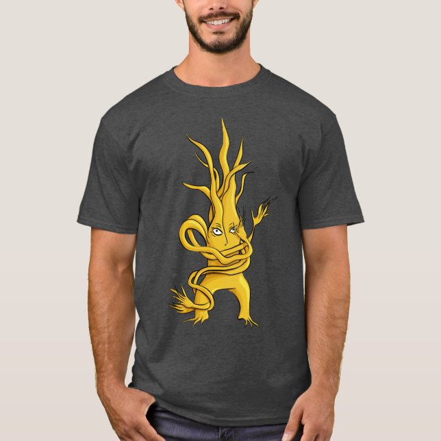Creepy Tree Character with Tangled Branches Yellow T-Shirt (Vorderseite)