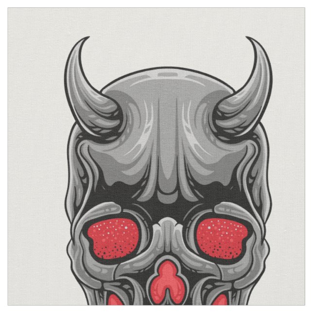 Creepy Ugly Devil Skull Stoff (Nahaufnahme)