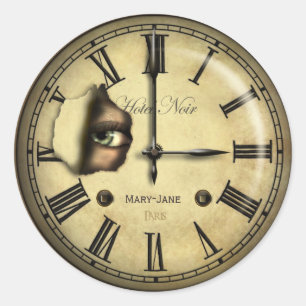 Creepy Uhr personalisiert Runder Aufkleber