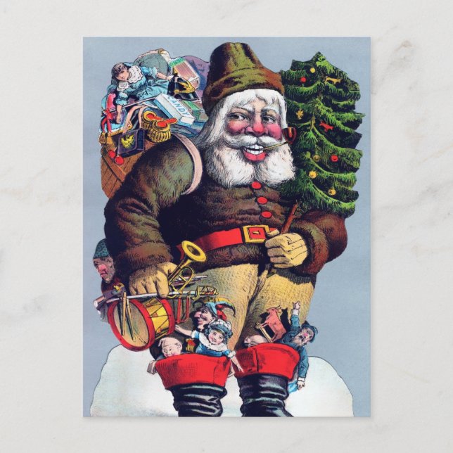 Creepy Vintag Santa Postcard Postkarte (Vorderseite)
