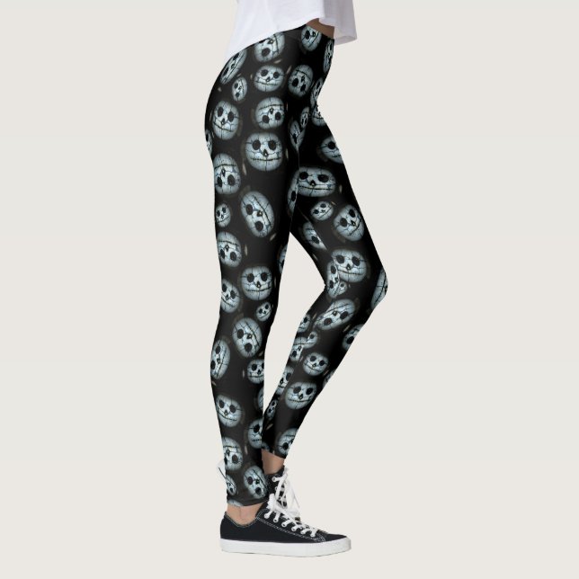 Creepy White Pumpkin Halloween Leggings (Rechts)