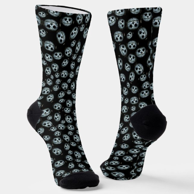 Creepy White Pumpkin Halloween Socken (Gewinkelt)
