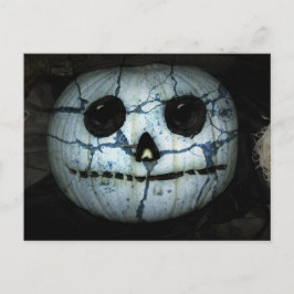 Creepy White Pumpkin Jack-o-Lantern Postkarte