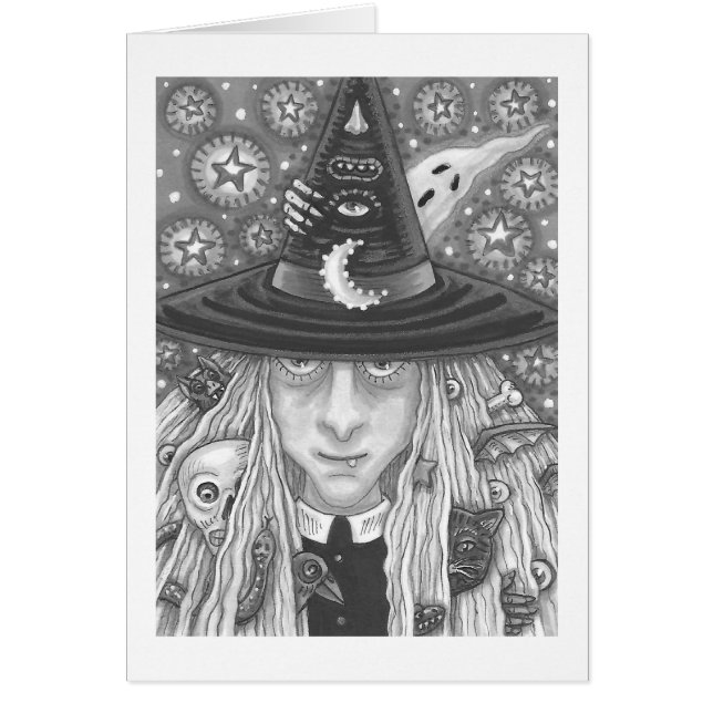 CREEPY WITCH, EVIL EYE, GOTH GREETING CARD Blank (Vorne)
