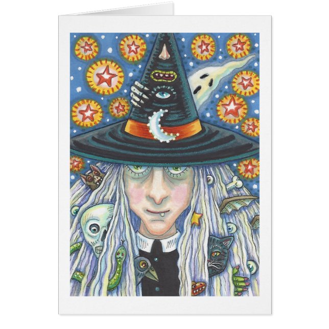 CREEPY WITCH, EVIL EYE, GOTH GREETING CARD Blank (Vorne)