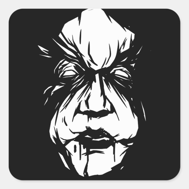 Creepy Witch Face Quadratischer Aufkleber (Vorderseite)
