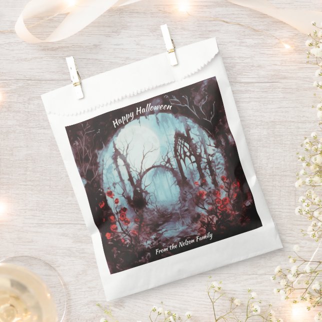 Creepy Woods Full Moon Happy Halloween Geschenktütchen (Ausgeschnitten)