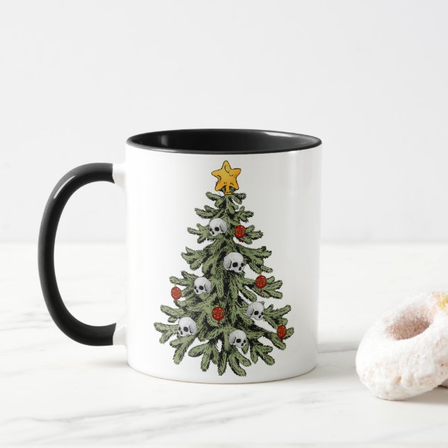 Creepy XMAS | Eine sehr gotische Weihnachtsbaumgru Tasse (Mit Donut)
