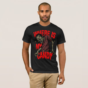 Creepy Zombie "Where is My Candy" Halloween-Design T-Shirt