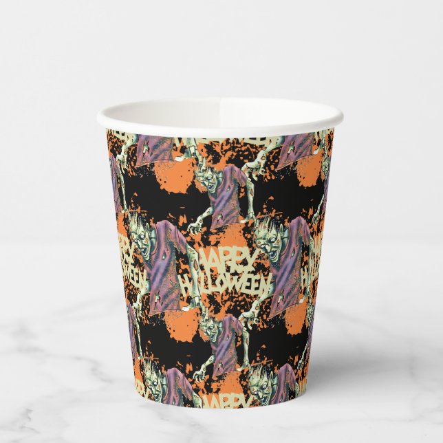 Creepy Zombies Spooky Halloween-Party Pappbecher (Links)