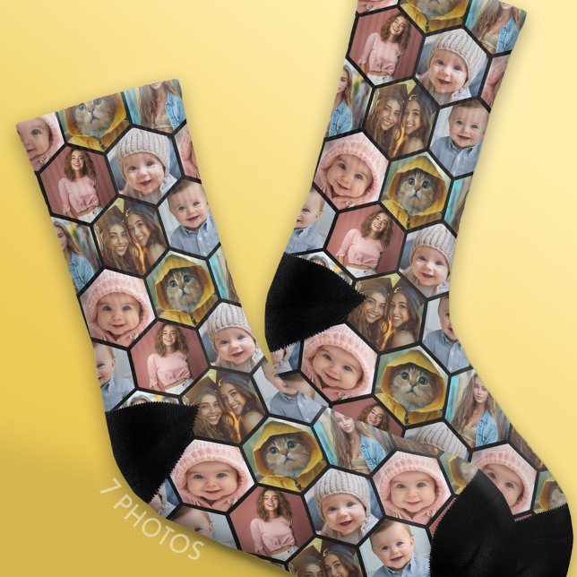 Créer un peigne de miel personnalisé Collage photo (Custom Photo Socks)