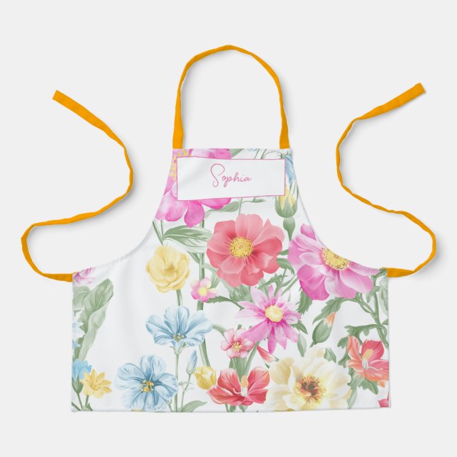 créer votre propre nom Fleurs Imprimer tablier pou (Recto)