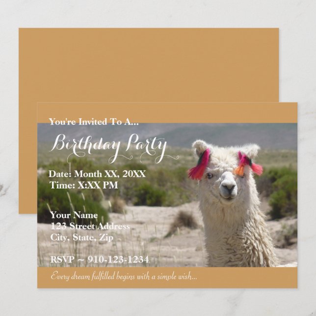 Créez votre propre invitation de fête d'anniversai (Devant / Derrière)