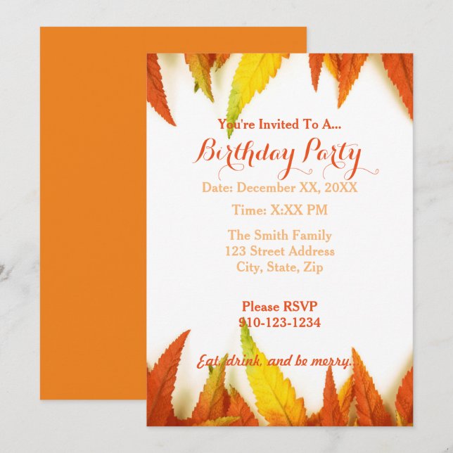 Créez votre propre invitation pour la fête d'anniv (Devant / Derrière)