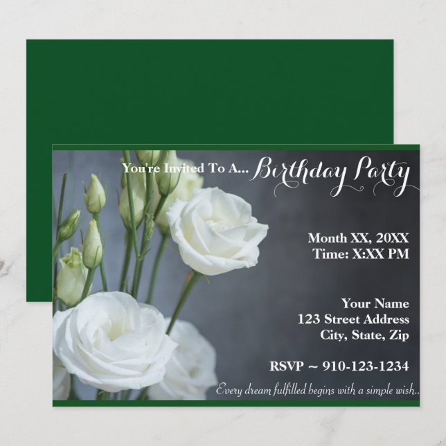 Créez votre propre invitation pour l'anniversaire  (Devant / Derrière)