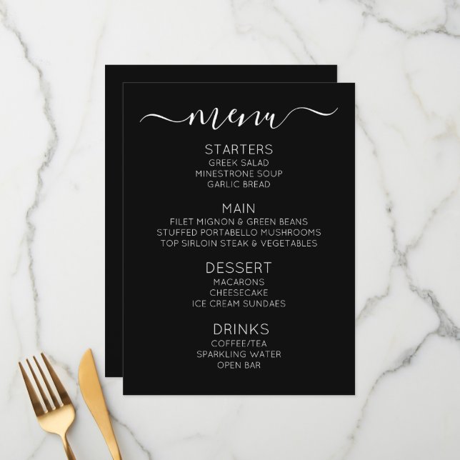 Créez Votre Propre Menu d'Événement Personnalisé (Devant/Arrière en situation)