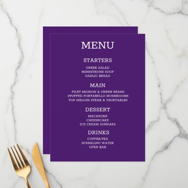 Créez Votre Propre Menu Personnalisé (Devant/Arrière en situation)