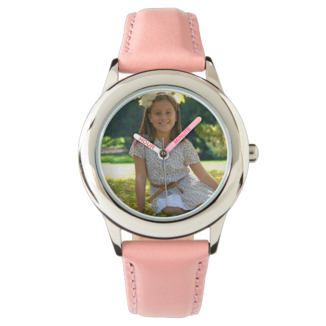 Créez Votre Propre Montre À Bracelet En Cuir Rose  (devant)