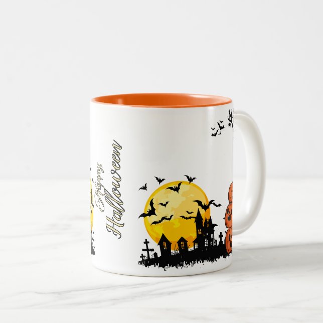 Créez votre propre Mug Orange Happy Halloween (Devant droit)