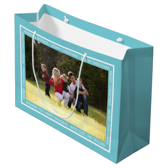 Créez votre propre sac cadeau bleu aqua de Noël ! (Devant Angle)