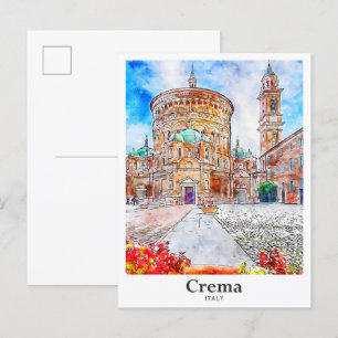 Crema Italien Reise Wasserfarbe Handgezeichnet Postkarte