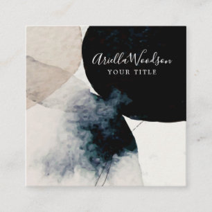 Crème Abstraite Aquarelle Et Carte de visite Noir