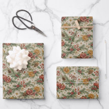 Creme alte botanische Weihnachts-Zitrus-Muster