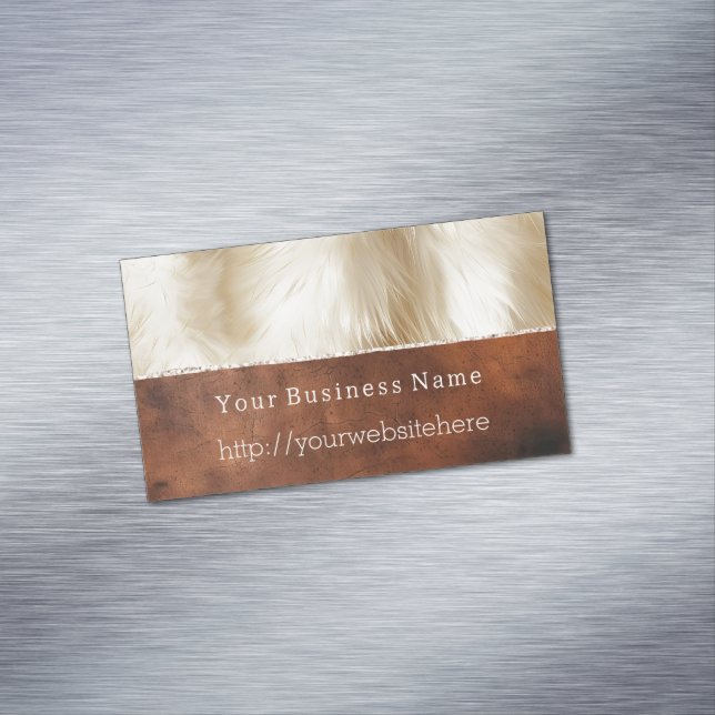 Creme Animal Fur Brown Südwest Cowhide Magnetische Visitenkarte (Beispiel)