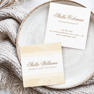 Creme Aquarell Trendfarben Wellness-Center Boutiqu Quadratische Visitenkarte