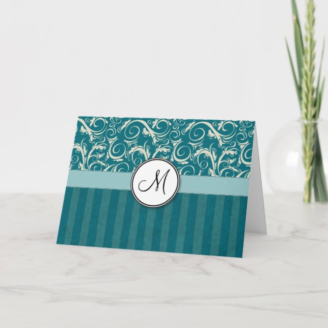 Creme auf aquamarinen Blumenbündeln u. Streifen (Vorderseite)