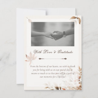 Crème Automne Mariage Gratitude Carte de remerciem