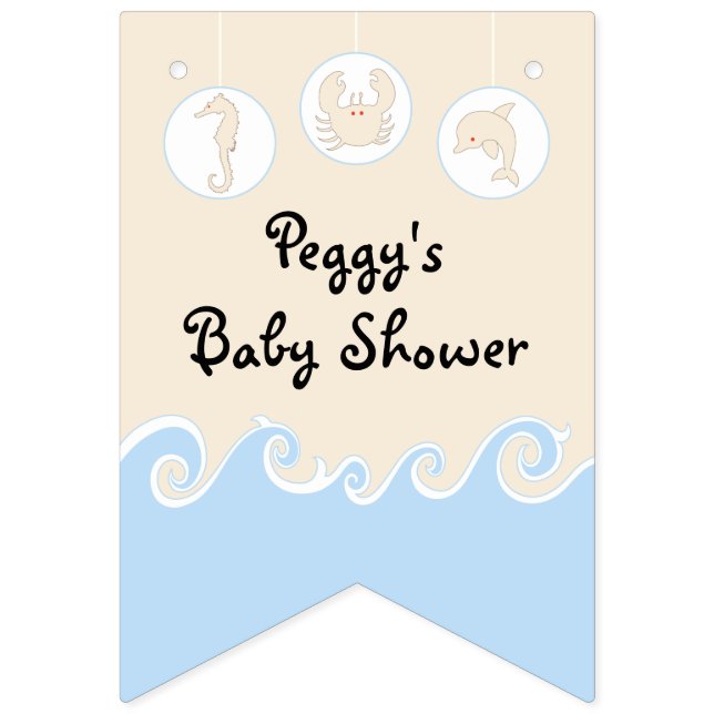 Crème baby shower/Mobile Bleu, Bannière Swallowtai (Sizième drapeau)