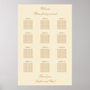 Creme Beige 12 Tischdecken Hochzeitskarte Poster