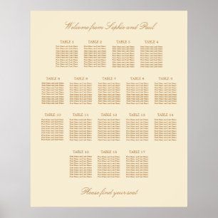 Creme Beige 17 Tischdecken Hochzeitskarte Poster