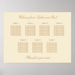 Creme Beige 7 Tischdecken Hochzeitskarte Poster