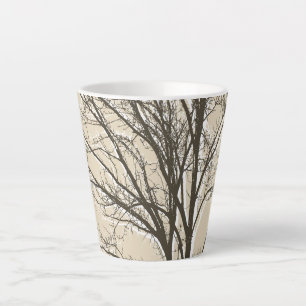 Creme Beige Braun Weiße Baumzweige  Milchtasse