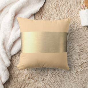 Creme Beige Goldfolie Rustikal Faux Kissen