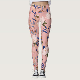 Creme Beige Lilies: Rosa Nahtloser Hintergrund Leggings