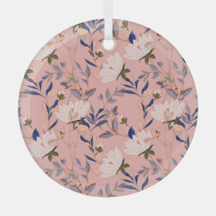 Creme Beige Lilies: Rosa Nahtloser Hintergrund Ornament Aus Glas