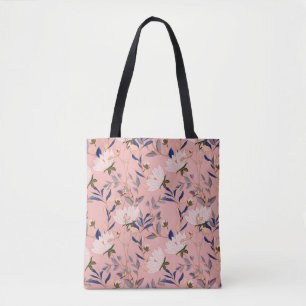 Creme Beige Lilies: Rosa Nahtloser Hintergrund Tasche