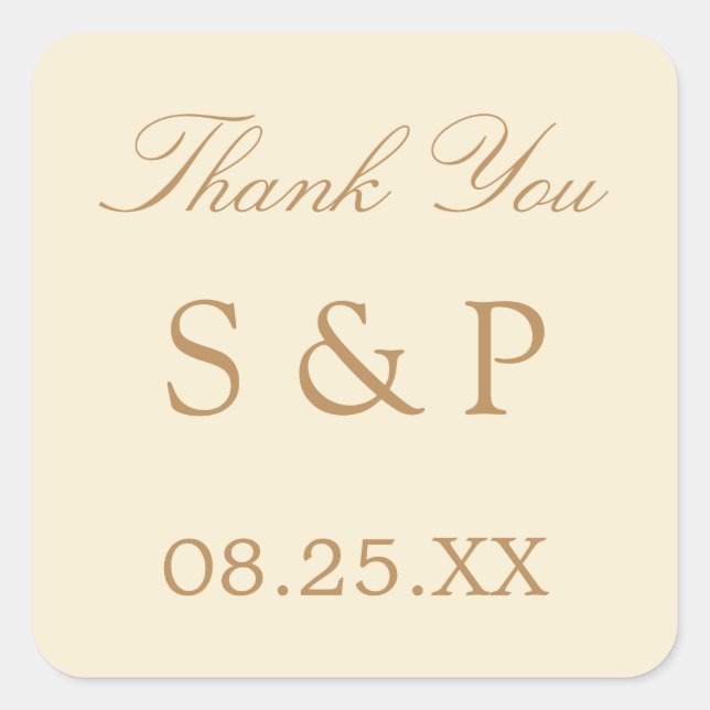 Crème Beige Mariage Favoriser Merci Sticker (Devant)