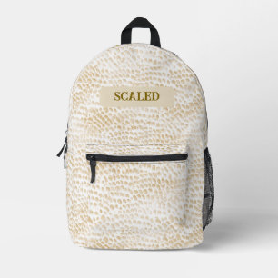 Creme-Beige-Schlangenhaut-Muster Elegantes Reptil Bedruckter Rucksack