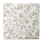 Creme Beige Vintage Wasserfarbe Fliese<br><div class="desc">Schöne hochwertige Original Aquarell Vintage botanische Muster Keramik Fliesen,  cremebeige beige tan Farbe auf einem weißen Hintergrund. Ideal für ein modernes oder traditionelles Interieur,  für eine stilvolle Küche Backsplash,  Bad oder Wanddekoration.</div>