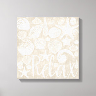 Creme Beige White Beach Muscheln Entspannen Leinwanddruck