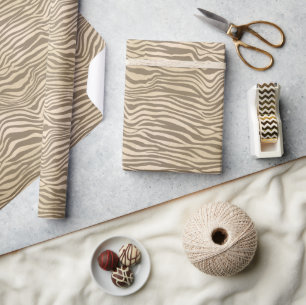 Creme Beige Zebra Print Geschenkpapier
