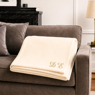 Creme-beiger Minimalist monogrammiert Fleecedecke