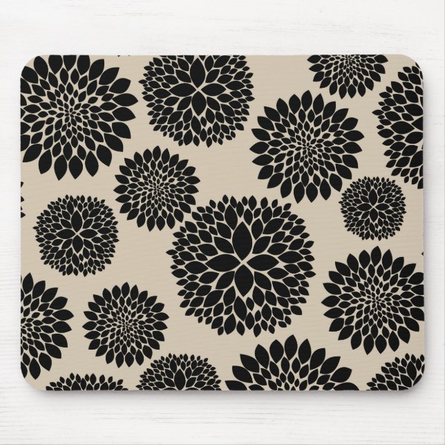 Creme Black Blume Mousepad (Vorne)