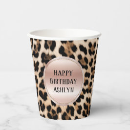 Creme Black Brown Leopard Blush Pink Geburtstag Pappbecher
