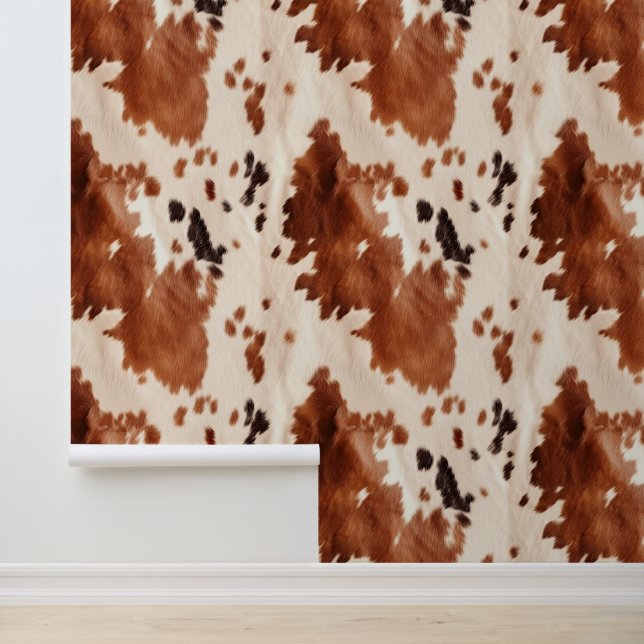 Creme Black Brown Südwest Cowhide Tapete (Anwendung)