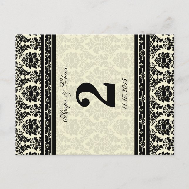 Creme & Black Damask Postkarte (Vorderseite)
